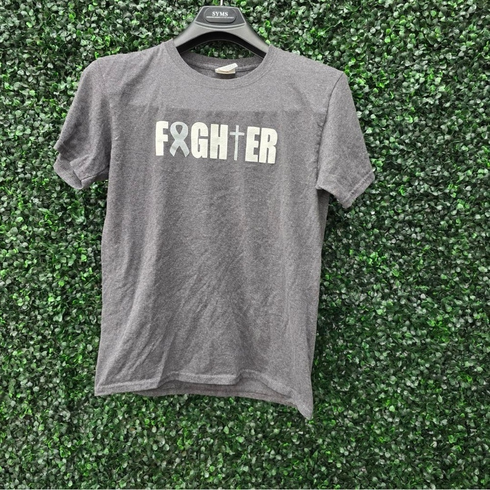 Gray Cancer Fighter Graphic T-Shirt size Small